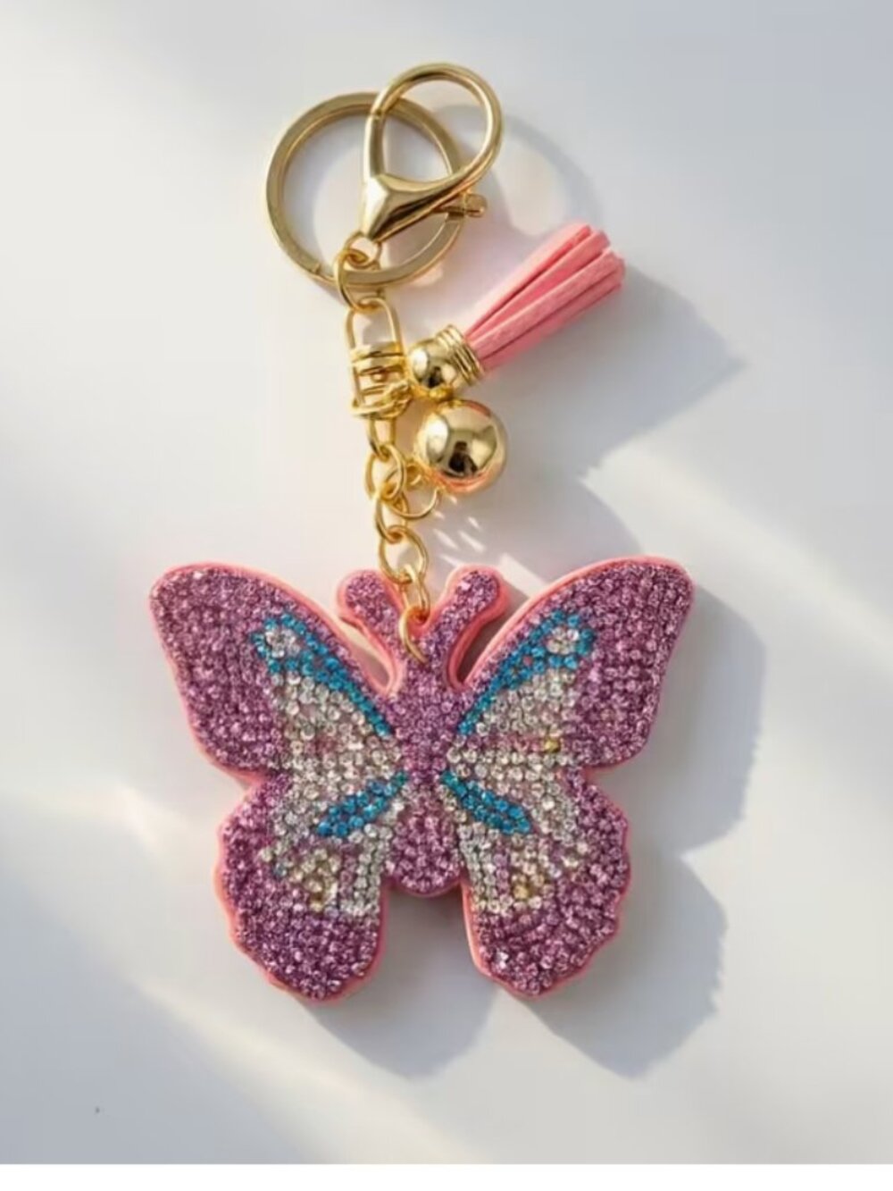 BOUTIQUE HIPPEE HARVEST RHINESTONE BUTTERFLY KEYCHAIN